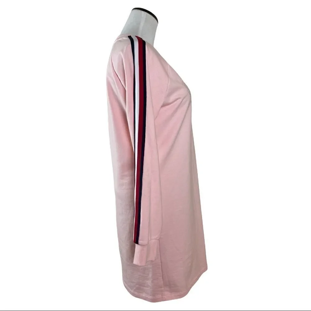 NWT Tommy Hilfiger Pink Metallic Heart Sweatshirt Dress Long Sleeves Sz M Y2K